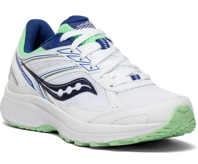 Saucony Cohesion 14 Women's Running Shoes White / Navy / Mint | Canada 098ZUTG